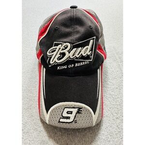 Bud‎ King Of Beers Hat Cap Strap Back Gray Red #9 Gillett Everham Chase Mens